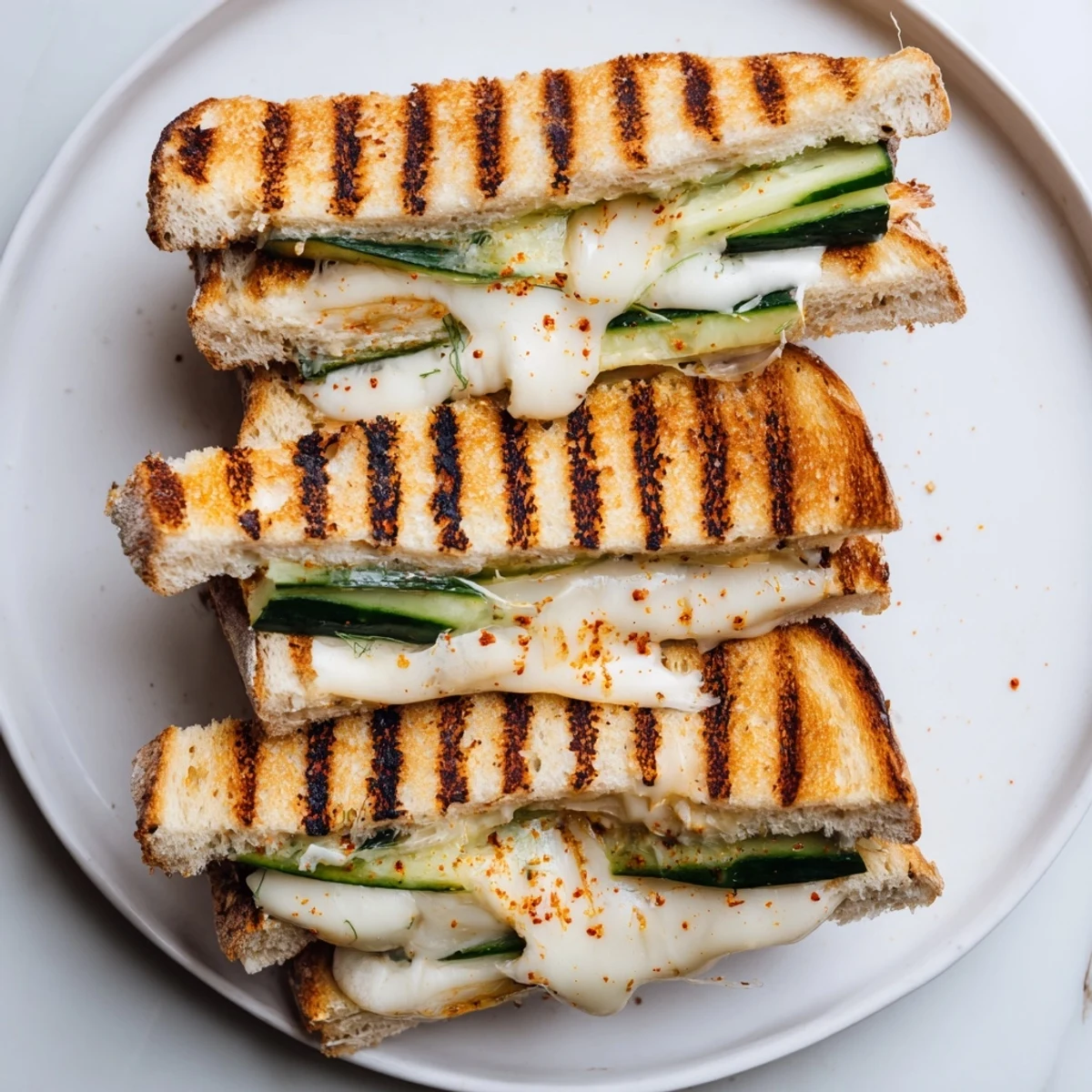 Crispy, melty Spicy Pickle Grilled Cheese Dippers look irresistible, with their spicy pickle filling.