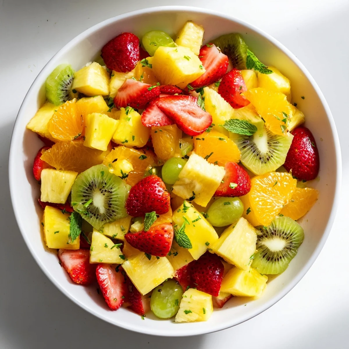 Pineapple Mocktail Salad Bowl bursting with fresh, juicy fruit, a sparkling finish, and vibrant colors.