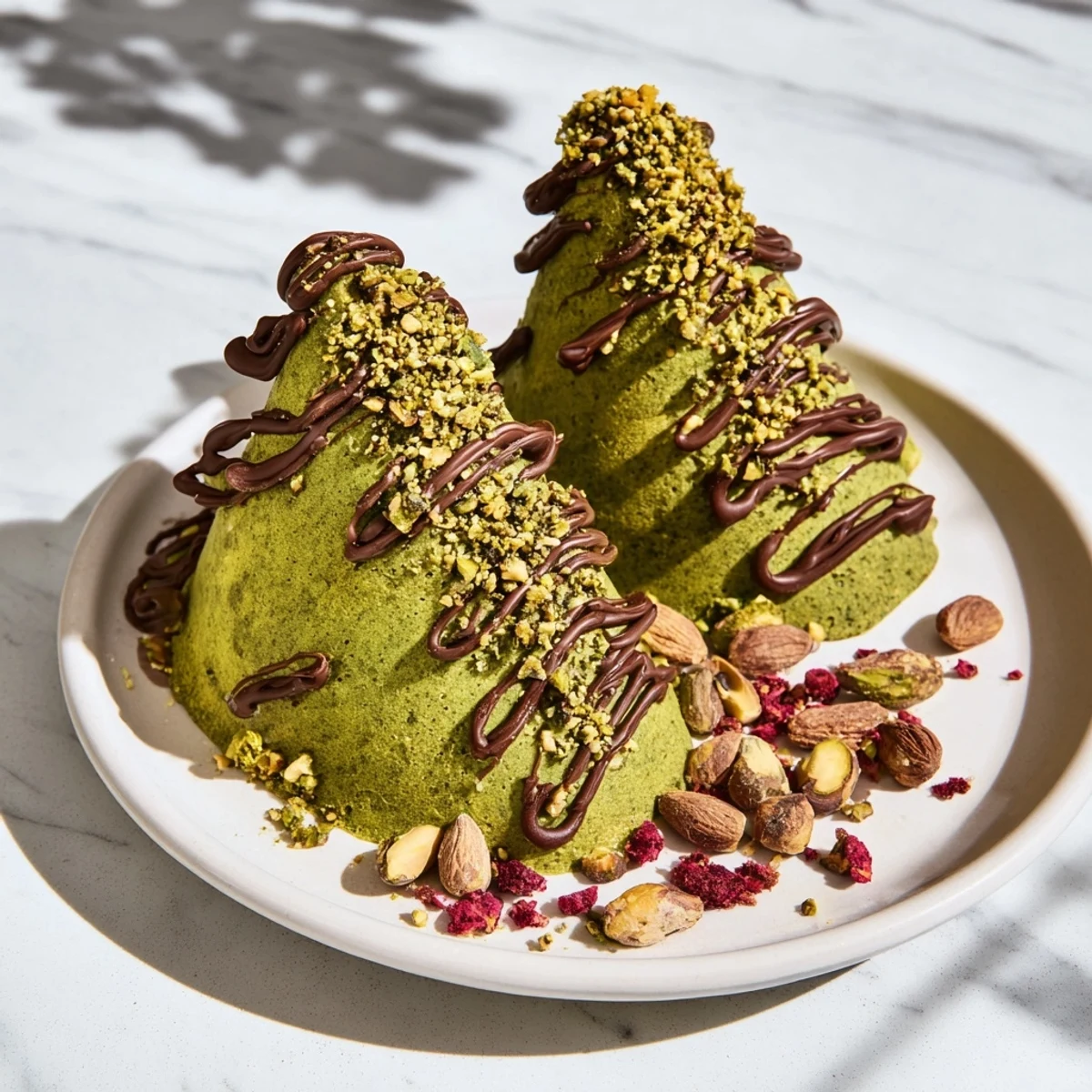 Vibrant green Matcha Pistachio Christmas Tree Energy Bites, ready to enjoy as a festive, no-bake treat.