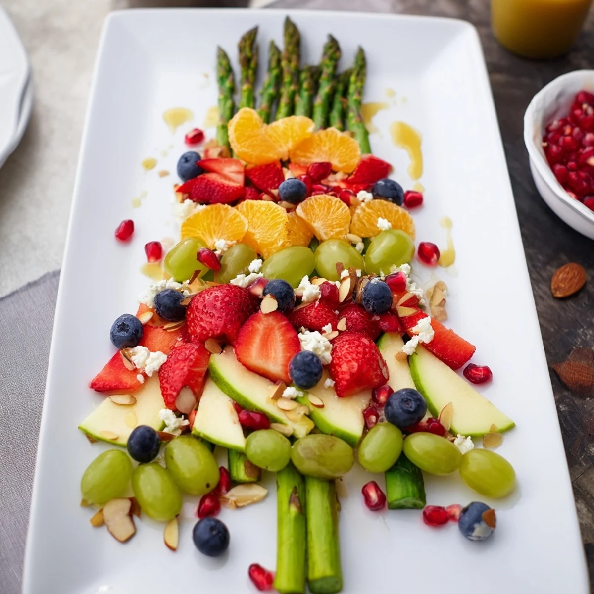Vibrant berries and citrus complement the asparagus in this appetizing and healthy Floral Fruit Board.