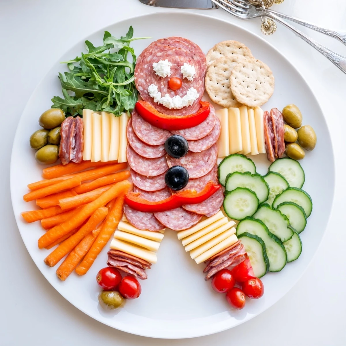 Savory Gingerbread Man Charcuterie, a whimsical holiday appetizer, filled with meats, cheeses, and colorful veggies.
