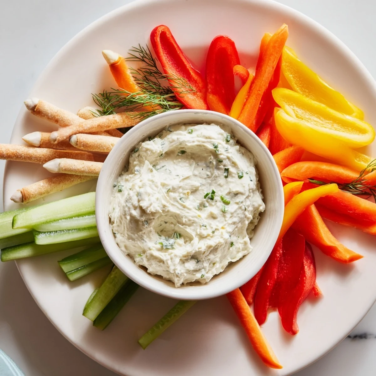 Close-up of a festive Reindeer Antler Spread, a colorful appetizer arranged for holiday entertaining.