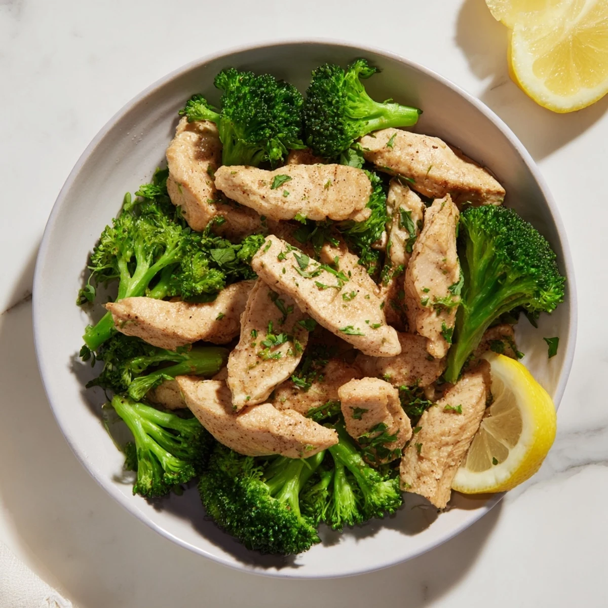 Freshly steamed Microwave Chicken and Broccoli ready to eat, a simple yet flavorful dish.