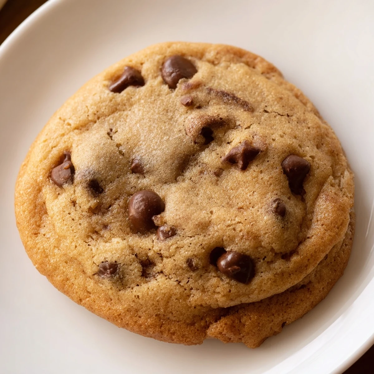 Golden, slightly crisp edges on these quick Air-Fryer Chocolate Chip Cookies; a perfect dessert.