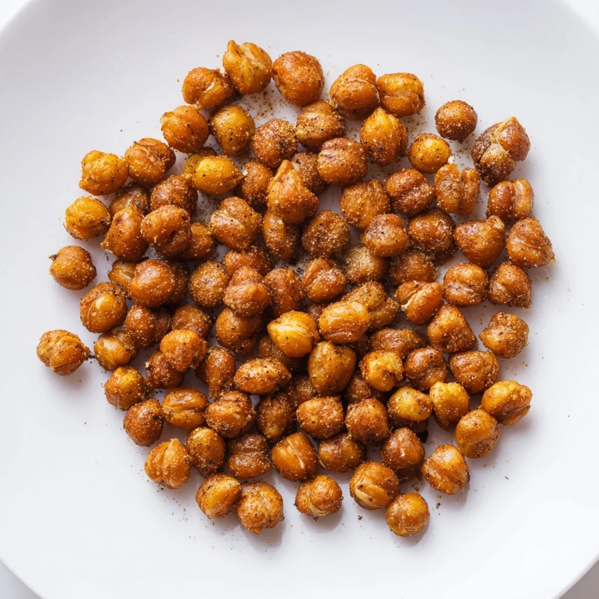 Close-up of roasted crispy chickpea snack with flavorful seasonings, a perfect vegan appetizer idea.