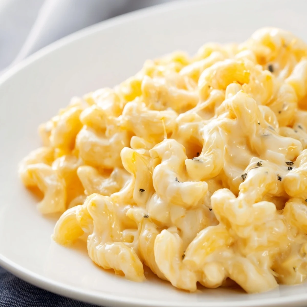 Steaming bowl of mac and cheese, with a satisfyingly thick and cheesy texture.