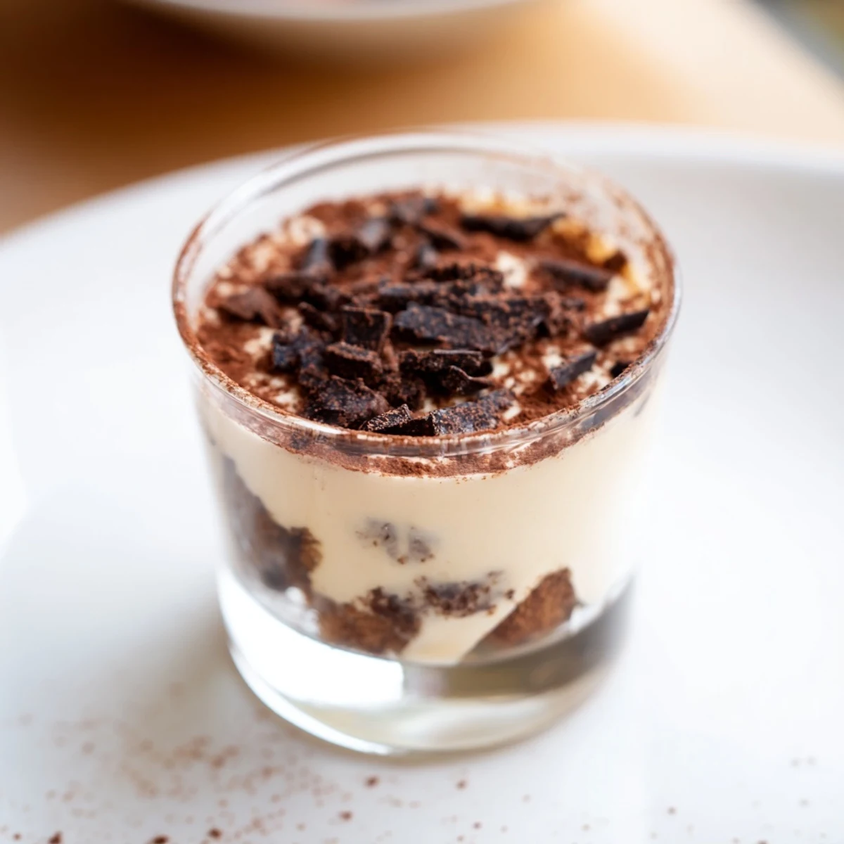 Elegant deconstructed Tiramisu Shots: Layers of creamy mascarpone and espresso-soaked biscuits, perfect dessert treats.