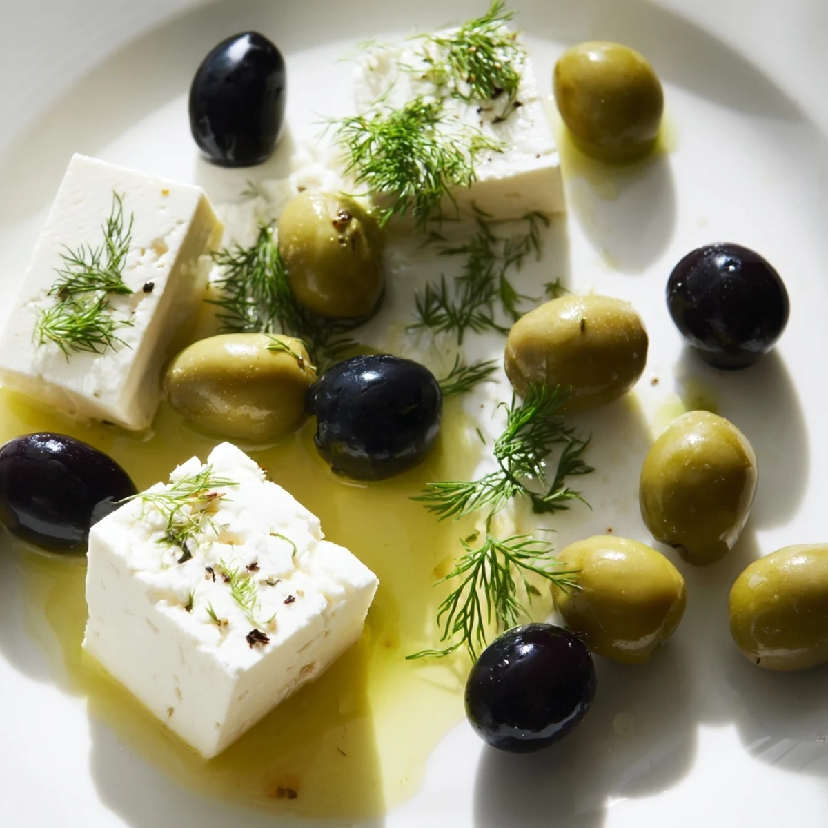 Vibrant Turkish Olives & Cheese Board displaying brined olives, feta, soft cheese, and warm pita bread ready to eat.