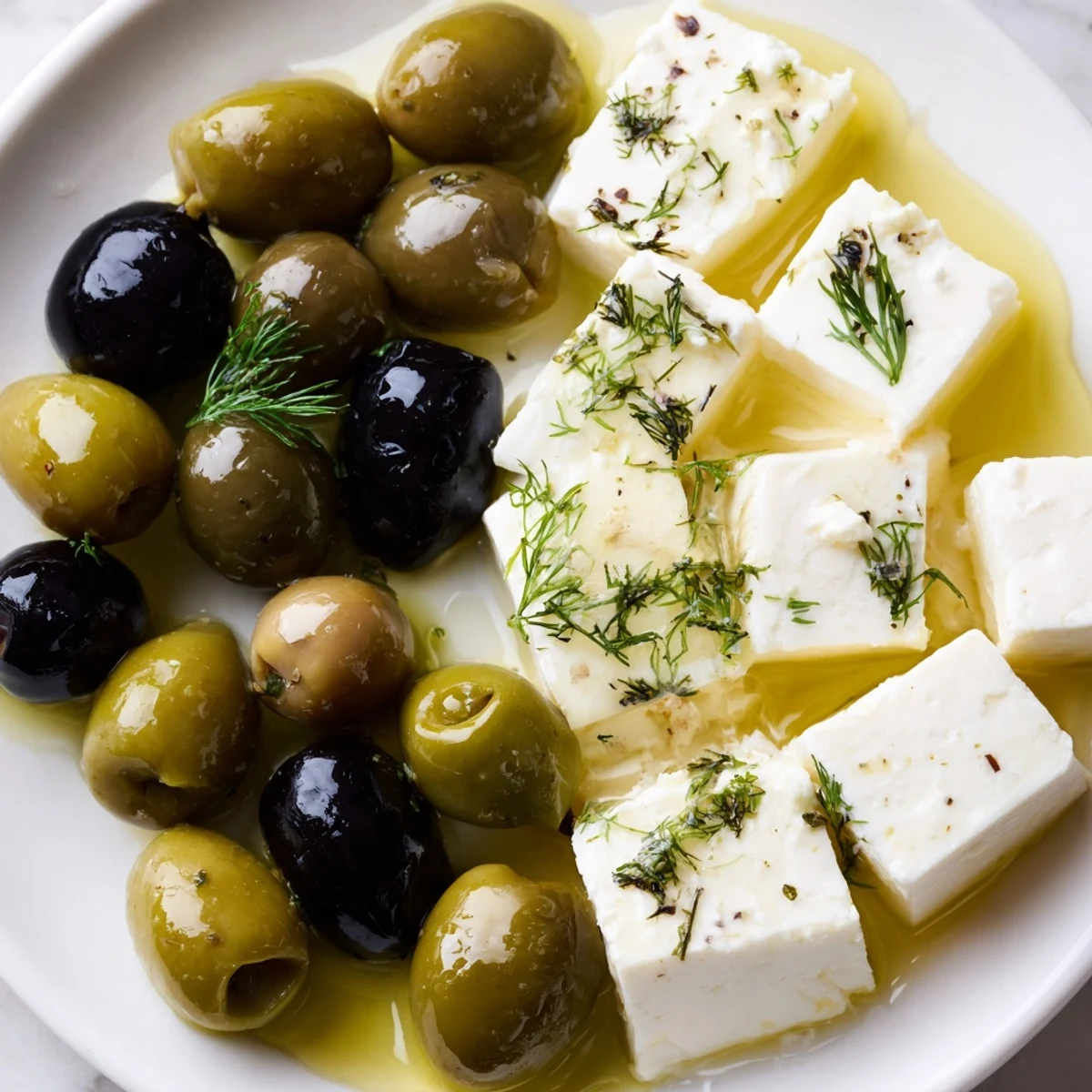 A delicious Turkish Olives & Cheese Board appetizer boasts creamy feta, honey, and crusty warm pita for dipping.