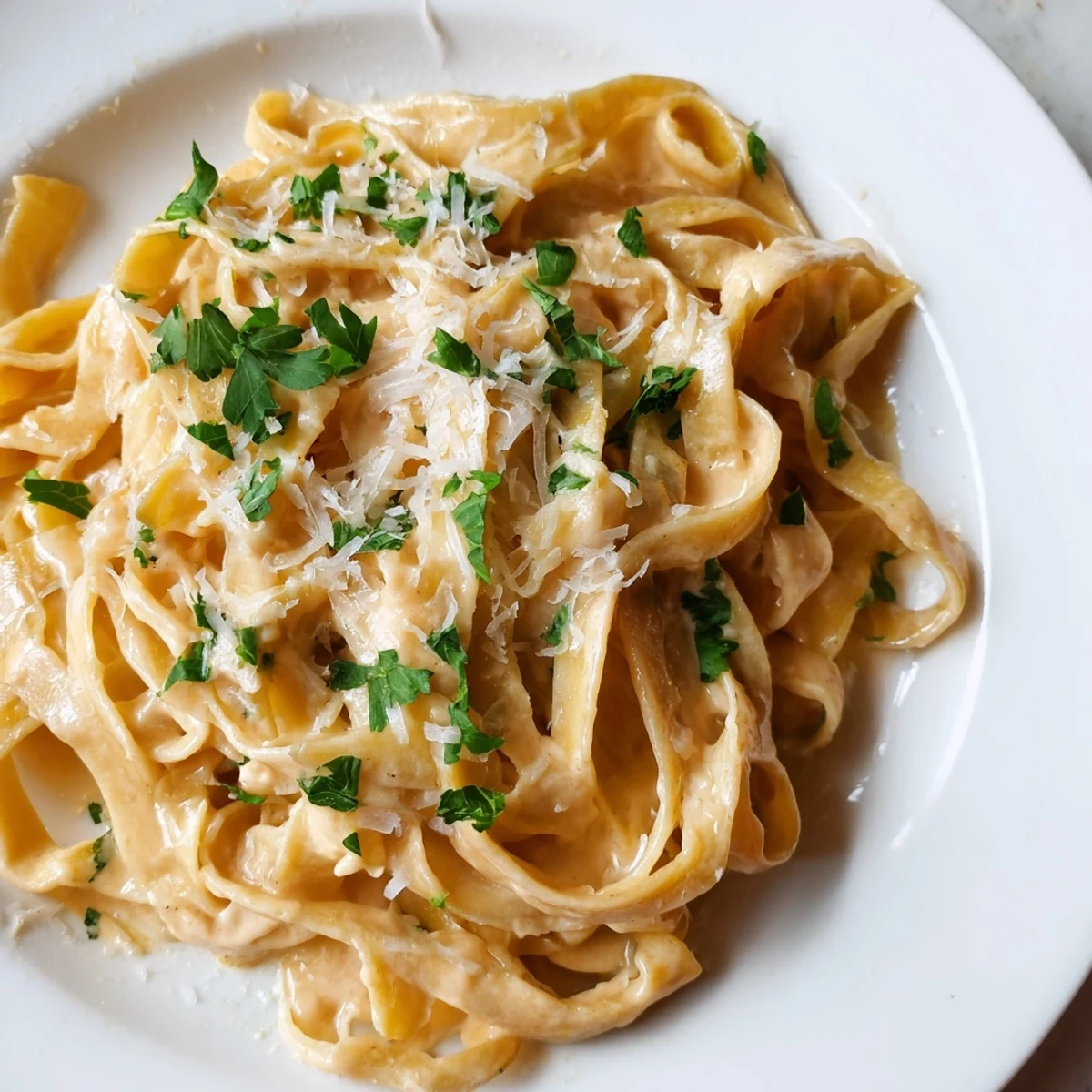 Steaming bowl of Sriracha Honey Pasta served with extra parmesan, red pepper flakes, and a crisp side salad.