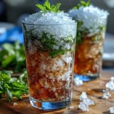 Kentucky Derby Mint Julep Mocktail with Fresh Mint in silver julep cup, crushed ice and vibrant mint garnish