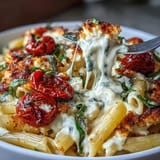 Roasted feta and bursting cherry tomatoes create this delicious baked feta pasta.