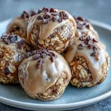 Delicious Snack-Sized Protein Balls with peanut butter and oats, ready to grab now.