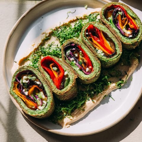 Vibrant photo of Roasted Veggie & Hummus Candy Cane Wrap roll-ups, a colorful and healthy appetizer.
