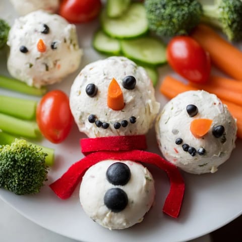 Snowman Veggie Dip Platter