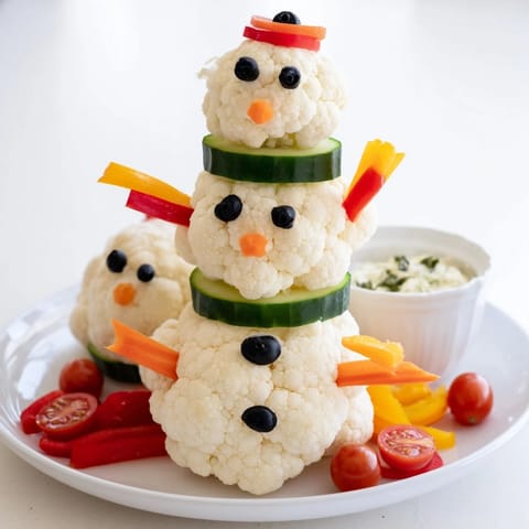 Snowman Crudités with Dip
