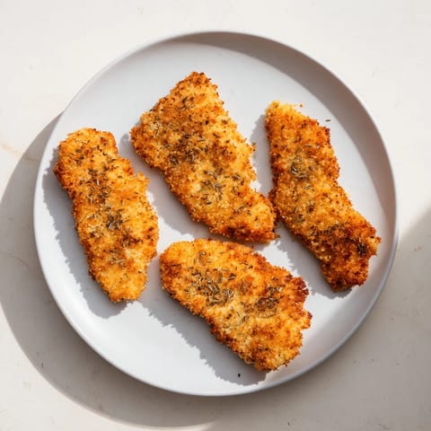 Served on a rustic platter, these Crispy Panko Chicken Strips are perfect with dipping sauces like honey mustard or ranch.