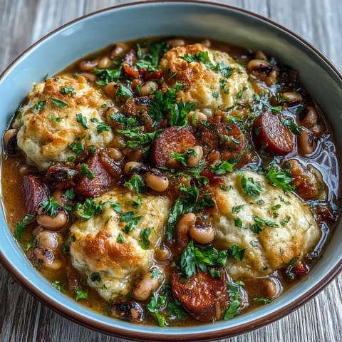 Black-Eyed Peas and Sausage Dumplings