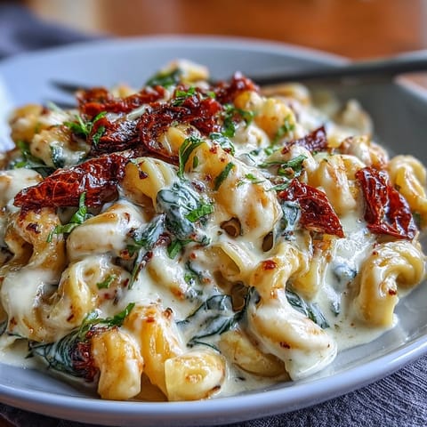 A hearty bowl of Tuscan Chili Mac blending Italian sausage, elbow macaroni, and creamy Parmesan sauce.