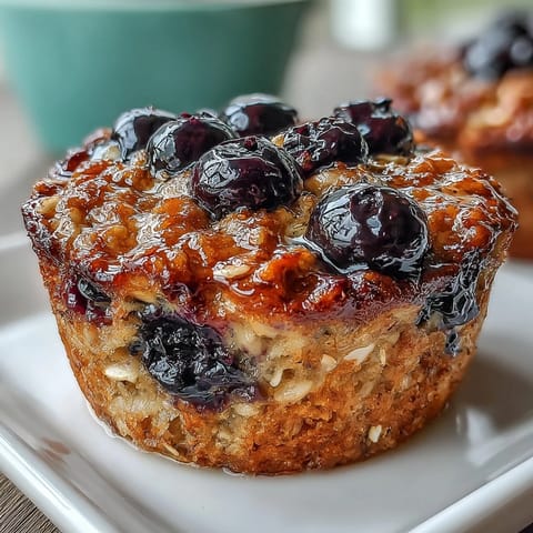 Bright lemon blueberry baked oatmeal cups with juicy berries and citrus zest, ready for a wholesome breakfast.