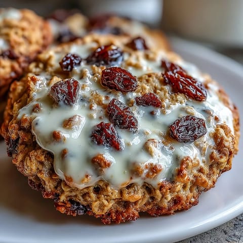 Soft, protein-packed cottage cheese oatmeal raisin breakfast cookies, perfect for a nutritious and wholesome morning meal.  