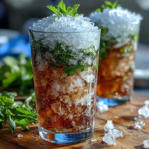 Kentucky Derby Mint Julep Mocktail with Fresh Mint in silver julep cup, crushed ice and vibrant mint garnish