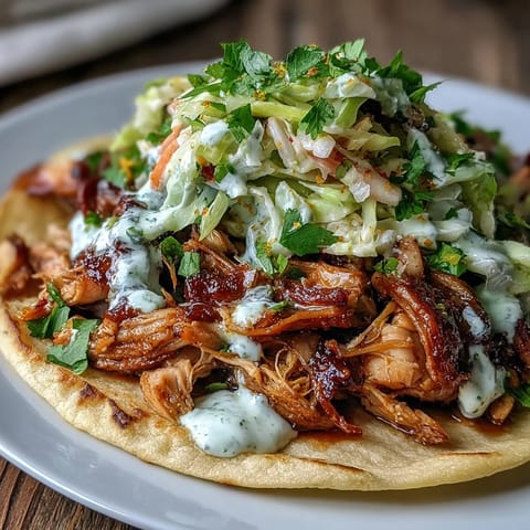 Roasted chicken cabbage tacos with zesty lemon crema and crisp marinated slaw in warm tortillas.