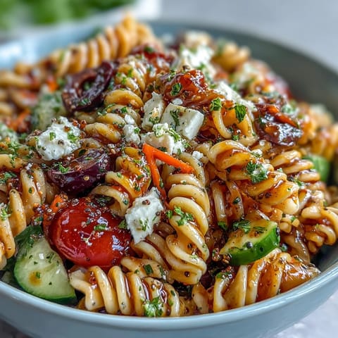 Bright Memorial Day Pasta Salad bursting with fresh veggies and zesty Italian dressing.