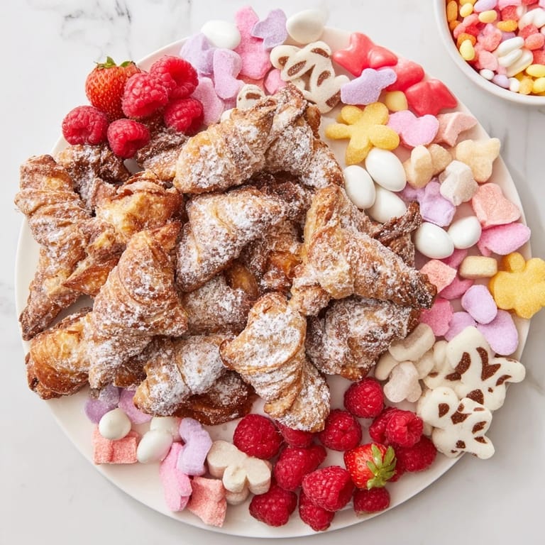 Gather around this festive Angel Wings candy board overflowing with sweets, fruits, and creamy dips for dipping.