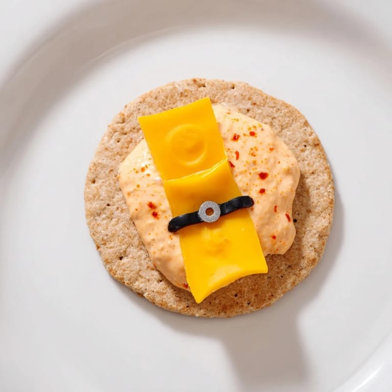 Imagine the charming Santas Belt Crackers & Dip: delicious savory crackers with a flavorful red pepper topping.