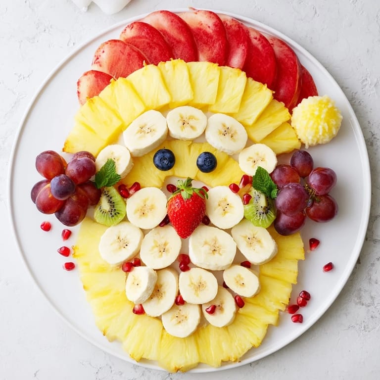 Imagine this Santa Fruit Platter: pineapple beard, fresh fruit eyes, and colorful grapes, ready to serve.