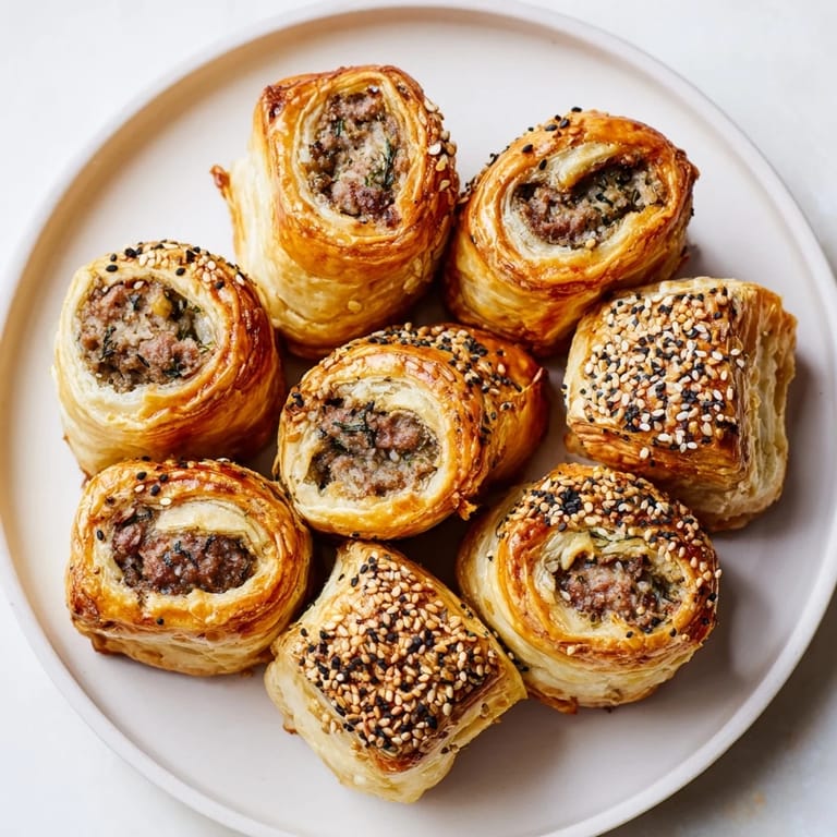 Savory bites: a beautiful half-circle wreath of mini sausage rolls, baked until golden and delicious.