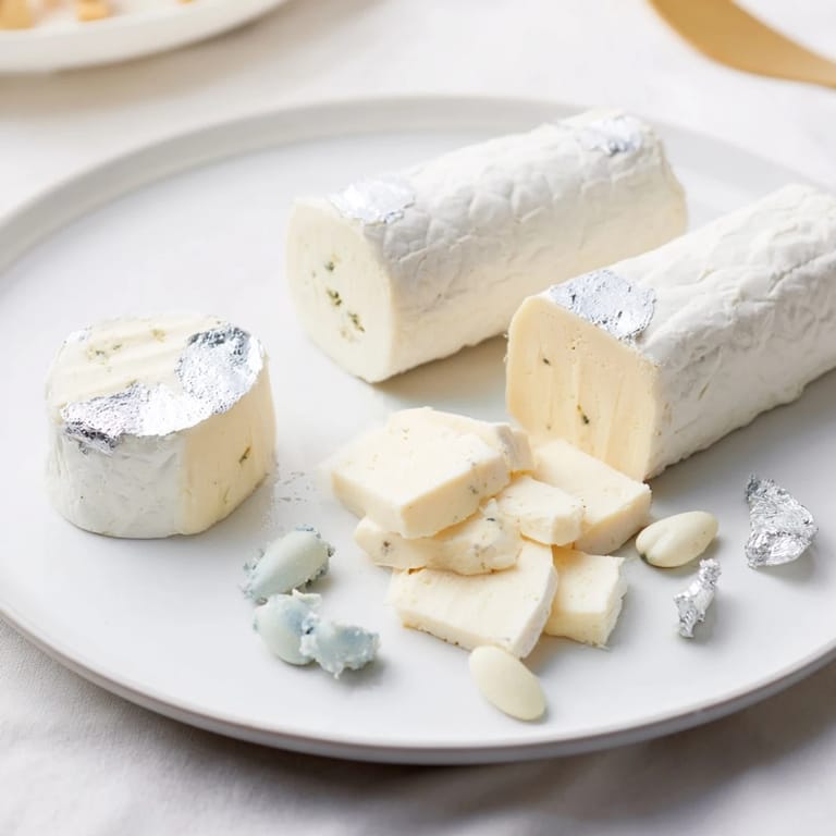 A visually stunning Winter Wonderland Platter, with creamy cheeses and sugared almonds, ready to serve this winter.