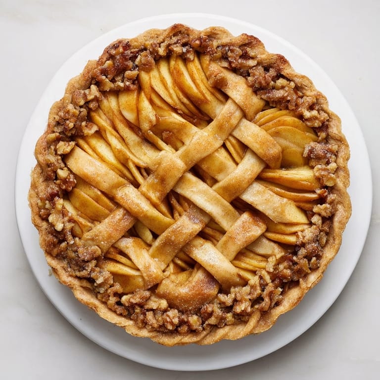Elegant lattice orchard, baked until golden brown, offering a warm and sweet autumn treat.