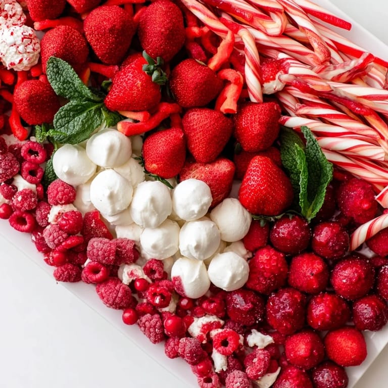 Arrange this colorful Candy Cane Striped Platter for a visually stunning and delicious Christmas dessert.