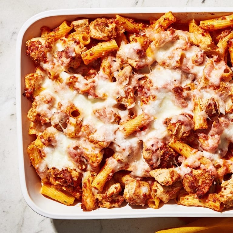 A close-up view of a savory, golden-brown Moist Maker Pasta Casserole, perfect for a cozy weeknight.