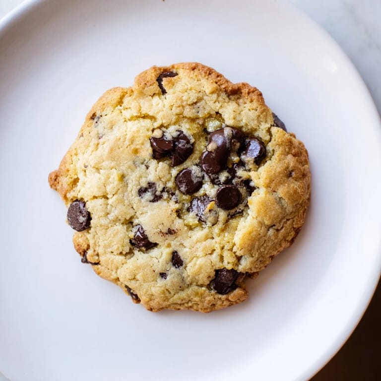 Freshly baked Air-Fryer Chocolate Chip Cookies, soft and chewy, ready to enjoy with a glass of milk.