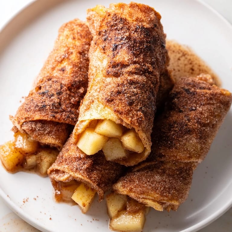 Warm and cinnamon-sugar-covered apple pie roll-ups, perfect for a delightful, easy snack.