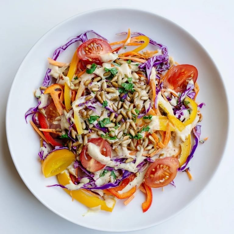 Delicious Rainbow Salad with added herbs; imagine this refreshing salad's crisp textures and flavors.