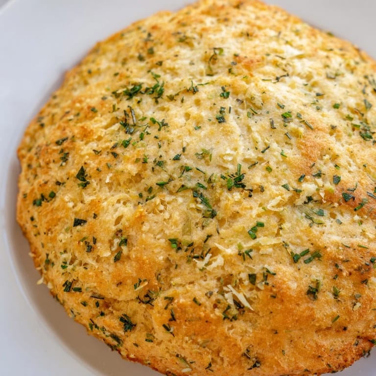 Light gluten-free cloud bread toasts featuring fluffy texture, melted cheese, and minced garlic for snacking.