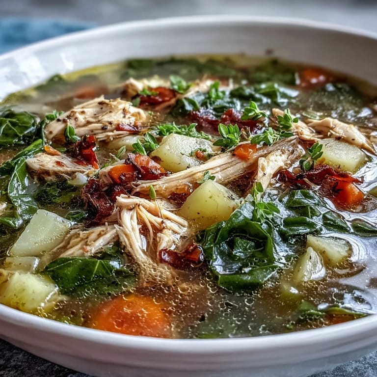Savor this flavorful collard greens chicken and vegetable soup, perfect as a healthy main dish.
