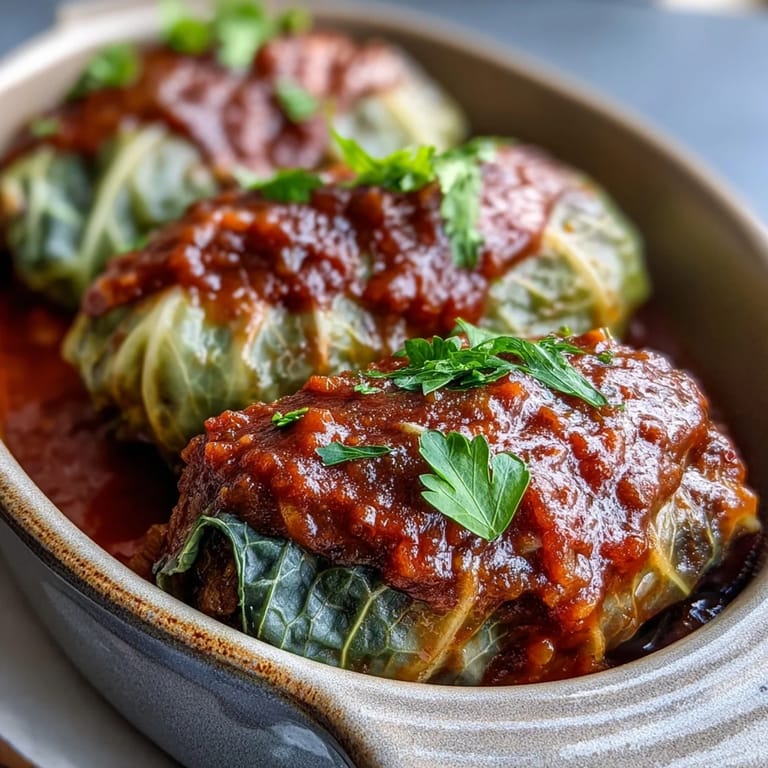 Homemade Cabbage Rolls served hot from the oven, paired with crusty bread for a comforting meal.