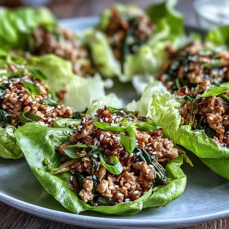 Spoons of warm Potsticker Noodle Lettuce Cups overflowing with shredded carrots, cabbage, and sesame seeds over tender rice noodles.