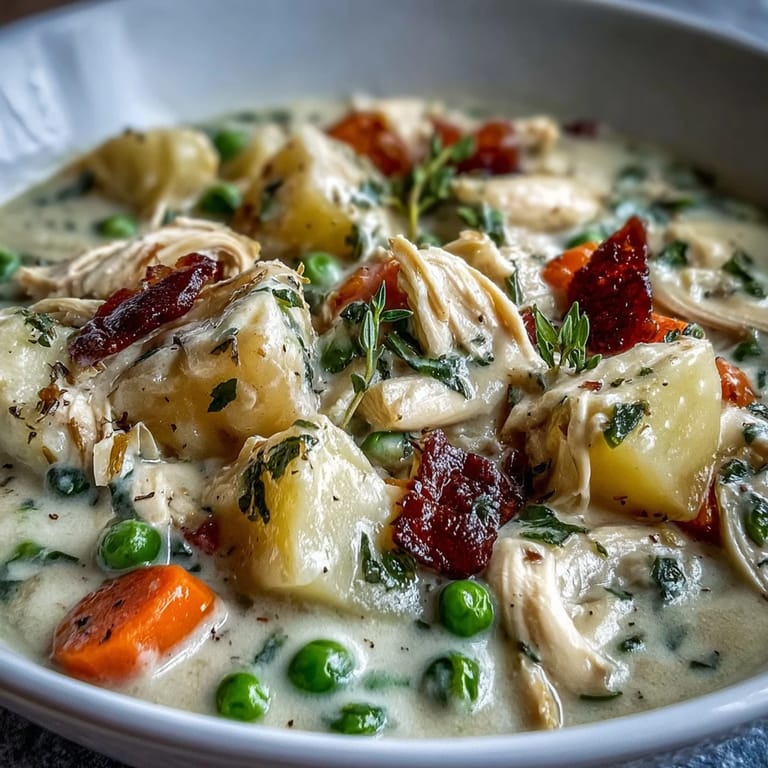 Crusty bread alongside a warm bowl of Creamy Chicken Pot Pie Soup for dipping.