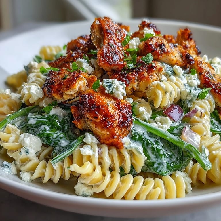 Hot Greek Chicken Feta Pasta Skillet steaming in a cast-iron skillet with crumbled feta and penne pasta.