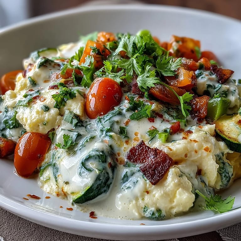 A colorful, protein-packed breakfast of egg whites and vegetables, served with zesty salsa for a healthy start to the day.  