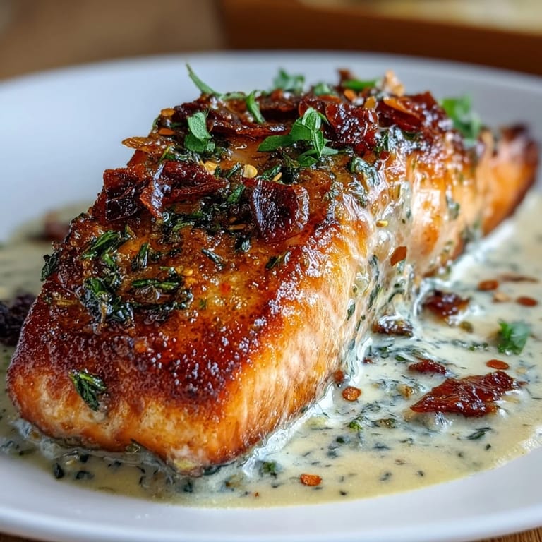 Romantic Marry Me Salmon, tender fillets in a garlic and sun-dried tomato cream sauce, perfect for date night.