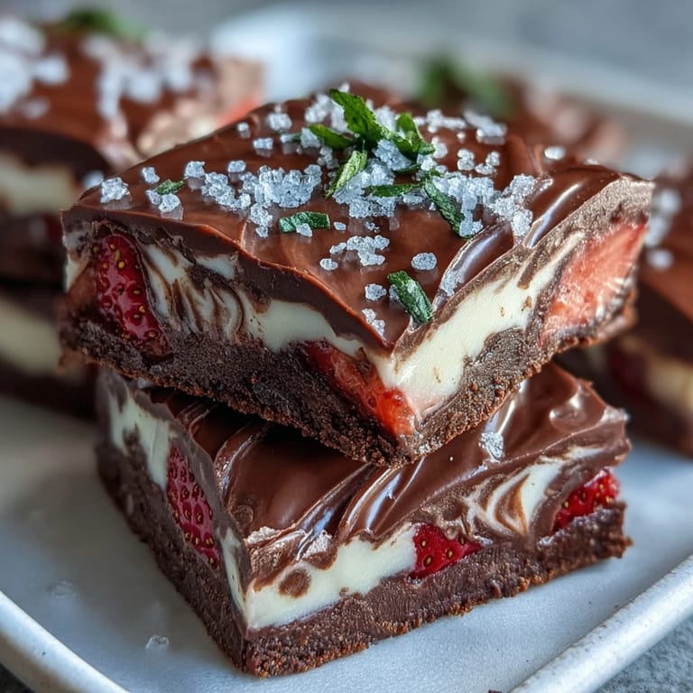 Decadent dark and white chocolate bark marbled with swirls, topped with vibrant freeze-dried strawberries and colorful Valentine's sprinkles.
