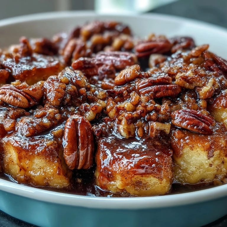 A holiday-ready candied yams casserole, crowned with golden-brown streusel and pecans, served in a rustic ceramic dish.