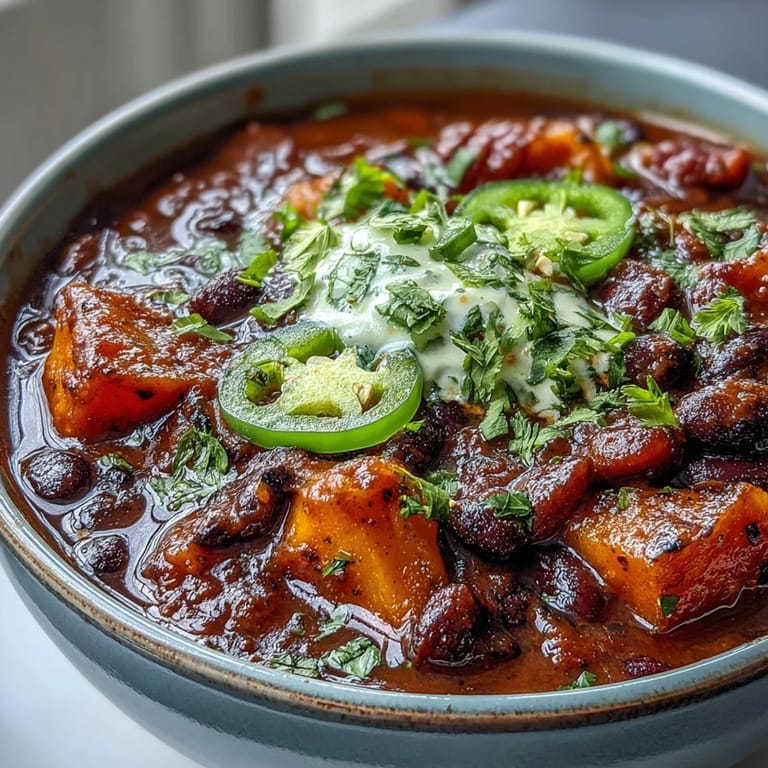 Rich and creamy smoky black bean and sweet potato soup with bright lime crema, served alongside crusty bread for a satisfying Southwestern meal.
